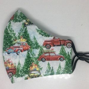 SANTA’S RED TRUCKS 100% COTTON 3-LAYER MASK +